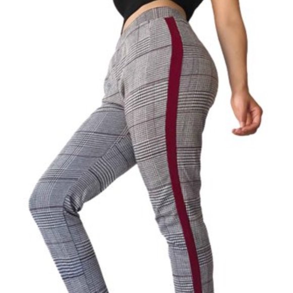 Denim - SKINNY HIGH WAIST PLAID TOUSERS PANTS